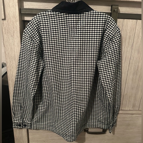 Chic Black and White Checkered Jean Jacket - Picture 7 of 8